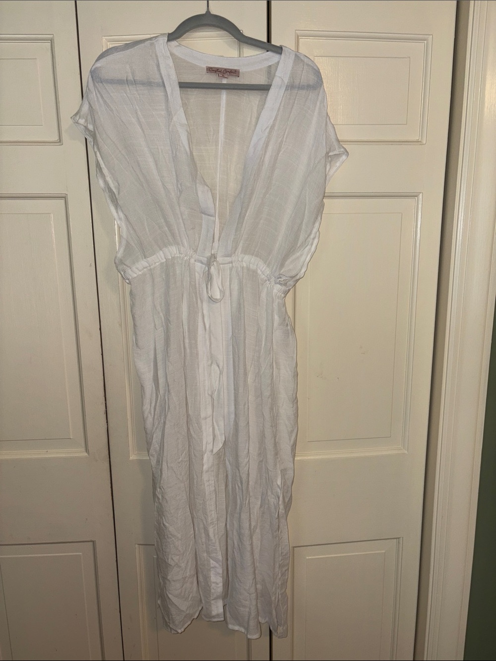 Sheer White Tie-Front Women's Cover-Up
